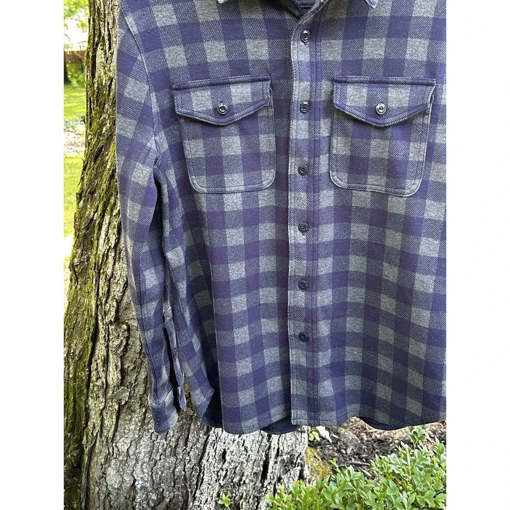 J.Crew Sea Board Soft Knit Shirt Size Small Buffalo Plaid Button Down Pockets